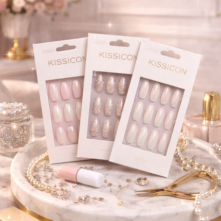 press on nails UK, false nail kits, reusable nails set, beauty accessories KissICON style