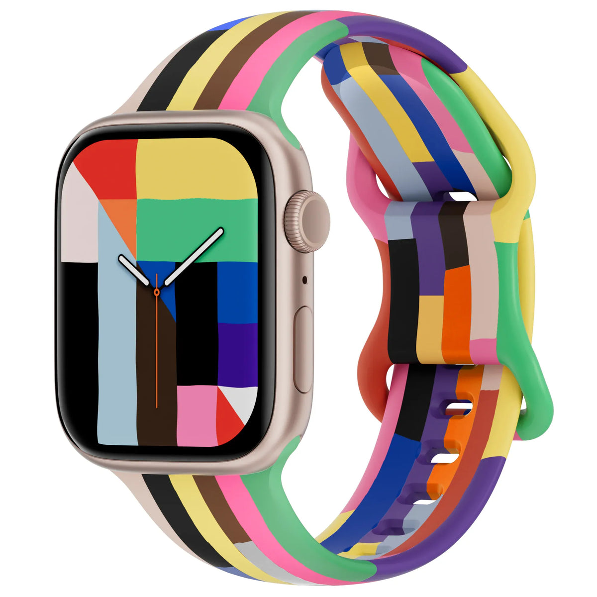 KissICON 0-New Rainbow / China Mainland / 44mm 45 46 49mm M-L Silicone Strap For Apple Watch Bands 40mm 44mm 46mm 45mm 41mm 49mm 42 Correa Bracelet iWatch series ultra3 2 7 8 9 se 10 11 band