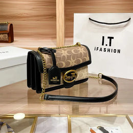 Dropshipman 0097 black / 21.5-7-14cm / CHINA Light luxury women's bag 2025 new high-end color contrast single shoulder underarm bag designer fashionable crossbody small squa
