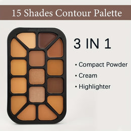 KissICON 01 15color Contour Highlight Conceal Palette Matte