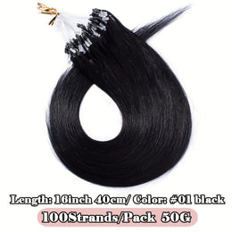 KissICON #01 Black / 16inch KissIcon Natural Hair Extensions Invisible Remy Micro Ring