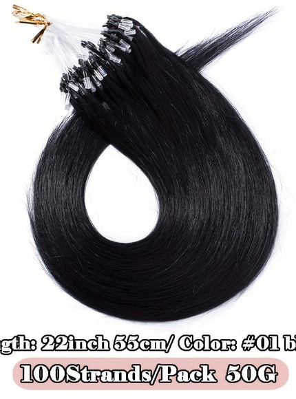 KissICON #01 Black / 22inch KissIcon Natural Hair Extensions Invisible Remy Micro Ring