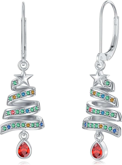 KissICON 01-Christmas Tree Yfn Sterling Silver Christmas Tree Earrings