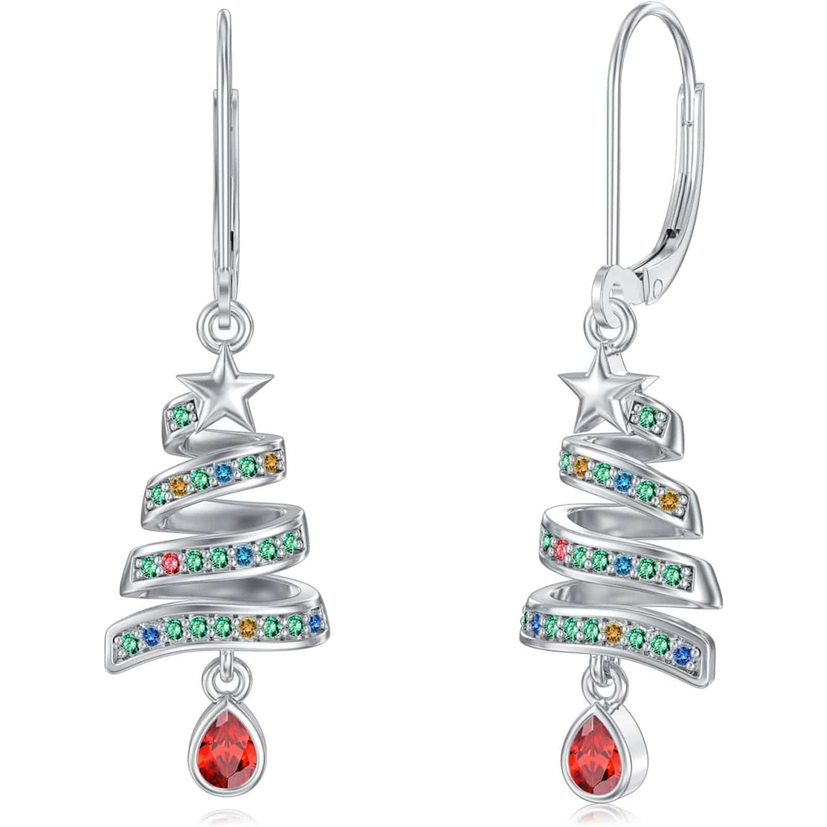 KissICON 01-Christmas Tree Yfn Sterling Silver Christmas Tree Earrings
