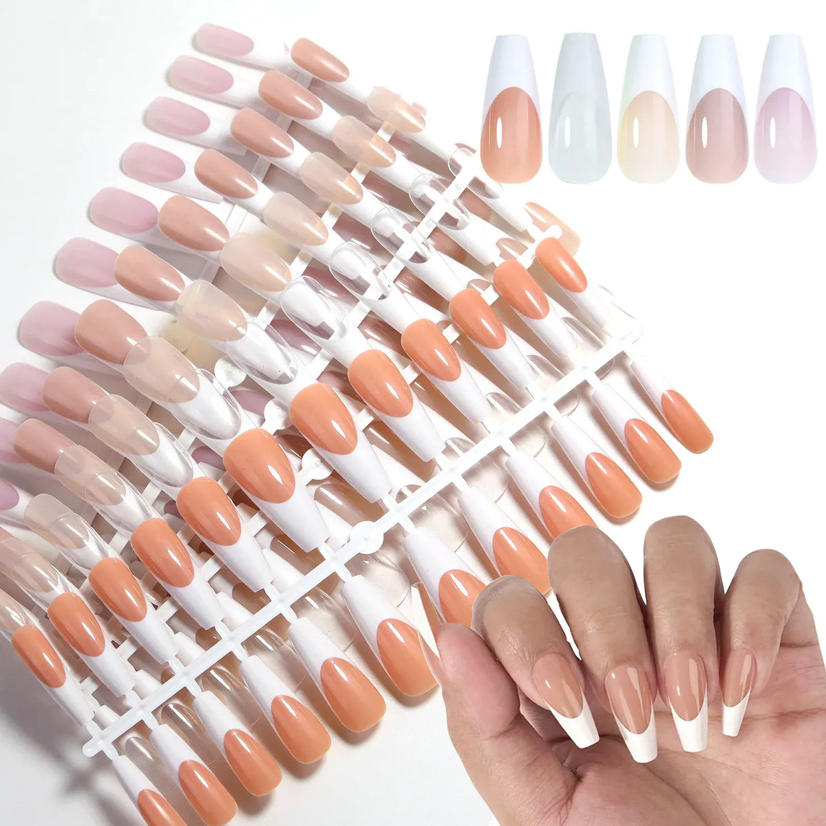 KissICON 01 Colorful Fake Nails Set - Adhesive Glue Press