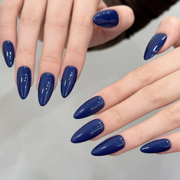 KissICON 01-L Bright Blue Almond French Press On Nails -