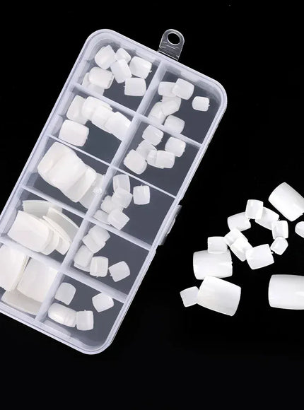 KissICON 02 box White KissIcon Short Square Fake Toe Nails Box Natural