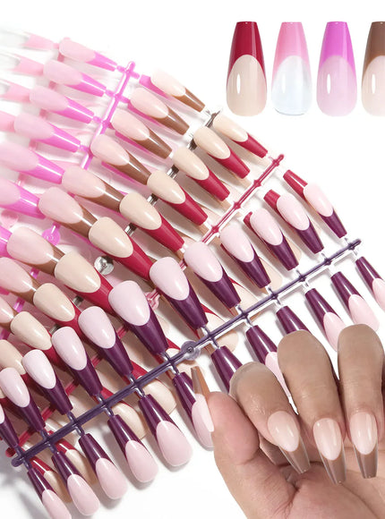 KissICON 02 Colorful Fake Nails Set - Adhesive Glue Press