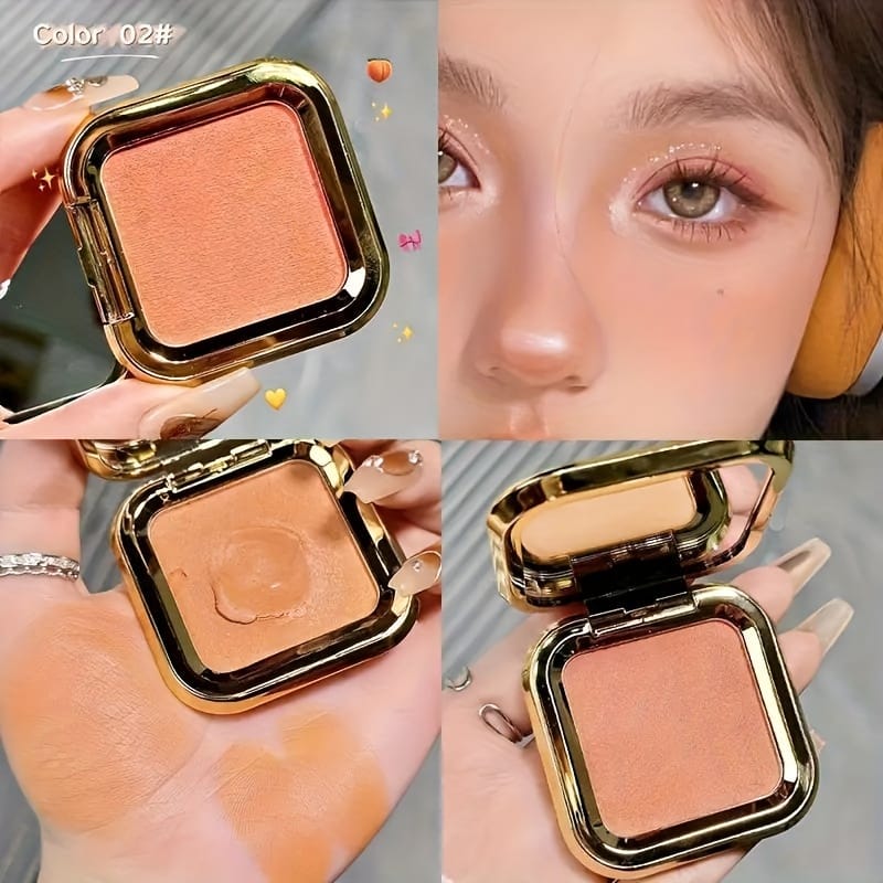KissICON 02# Creamy Bean Paste 3shade Waterproof Blush Natural Longlasting Color