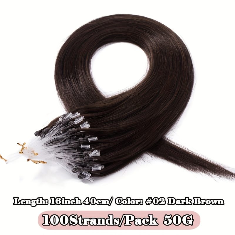 KissICON #02 darkbrown / 16inch KissIcon Natural Hair Extensions Invisible Remy Micro Ring