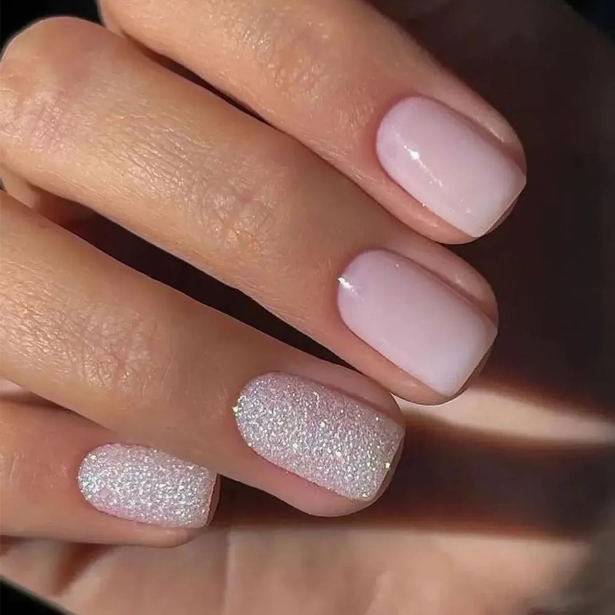 KissICON 02 KissIcon False Nail Full Cover Pink Glitter Nails
