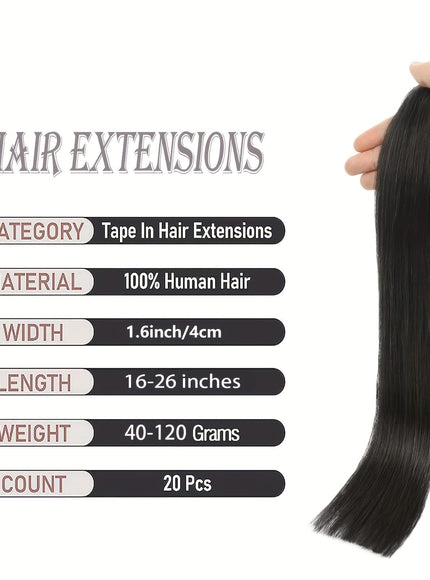 KissIcon Tape-In Straight Hair Extensions 16-26 - Weft