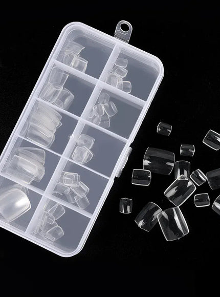 KissICON 03 box Transparent KissIcon Short Square Fake Toe Nails Box Natural