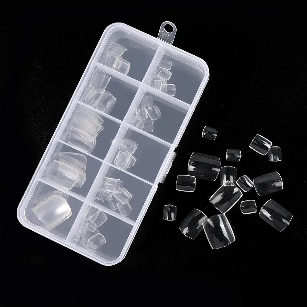 KissICON 03 box Transparent KissIcon Short Square Fake Toe Nails Box Natural