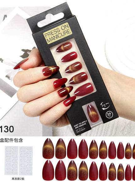 KissICON 03 KissIcon Almond Press On Nails Cat Eye Design