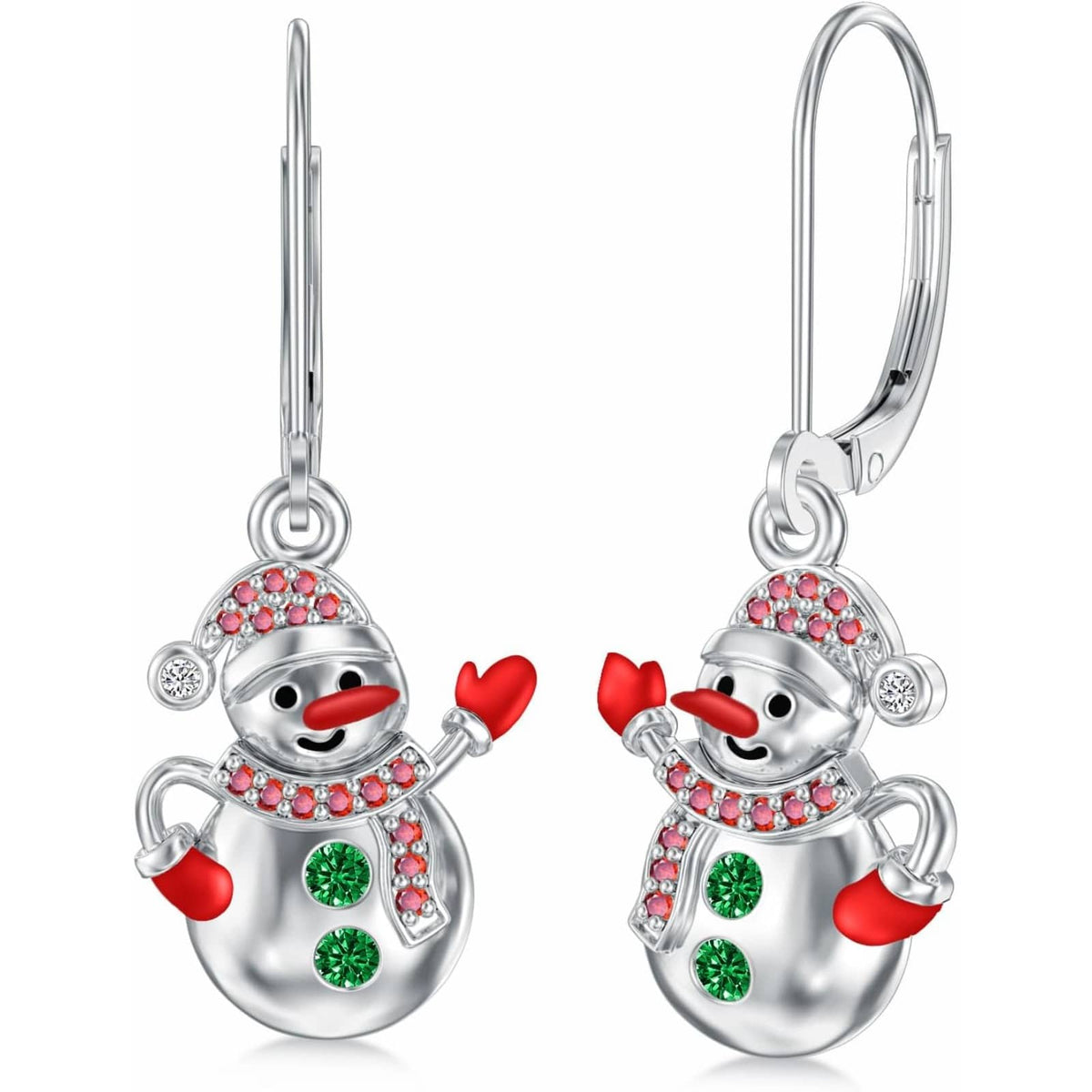 KissICON 03-Snowman Yfn Sterling Silver Snowman Christmas Earrings