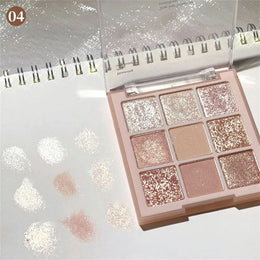 KissICON 04 💋 9 Colors Glitter Eyeshadow Palette - Waterproof