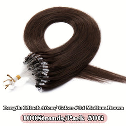 KissICON #04 mediumbrown / 16inch KissIcon Natural Hair Extensions Invisible Remy Micro Ring
