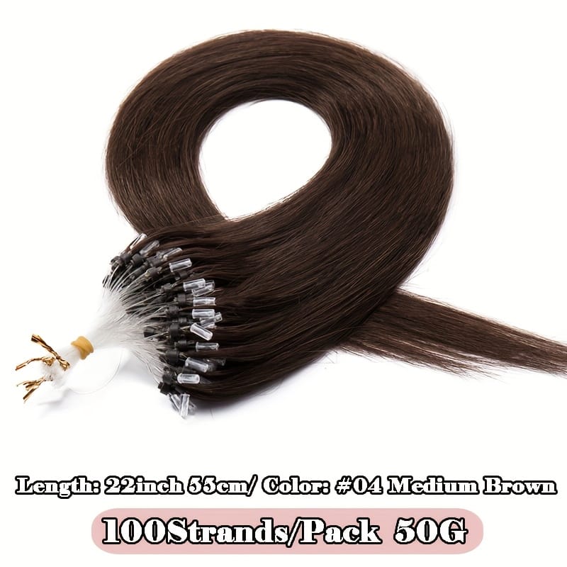 KissICON #04 mediumbrown / 22inch KissIcon Natural Hair Extensions Invisible Remy Micro Ring
