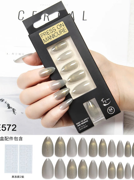 KissICON 06 KissIcon Almond Press On Nails Cat Eye Design