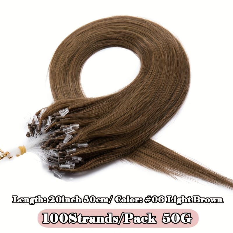 KissICON #06 lightbrown / 20inch KissIcon Natural Hair Extensions Invisible Remy Micro Ring