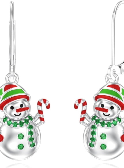 KissICON 06-Snowman Yfn Sterling Silver Snowman Christmas Earrings