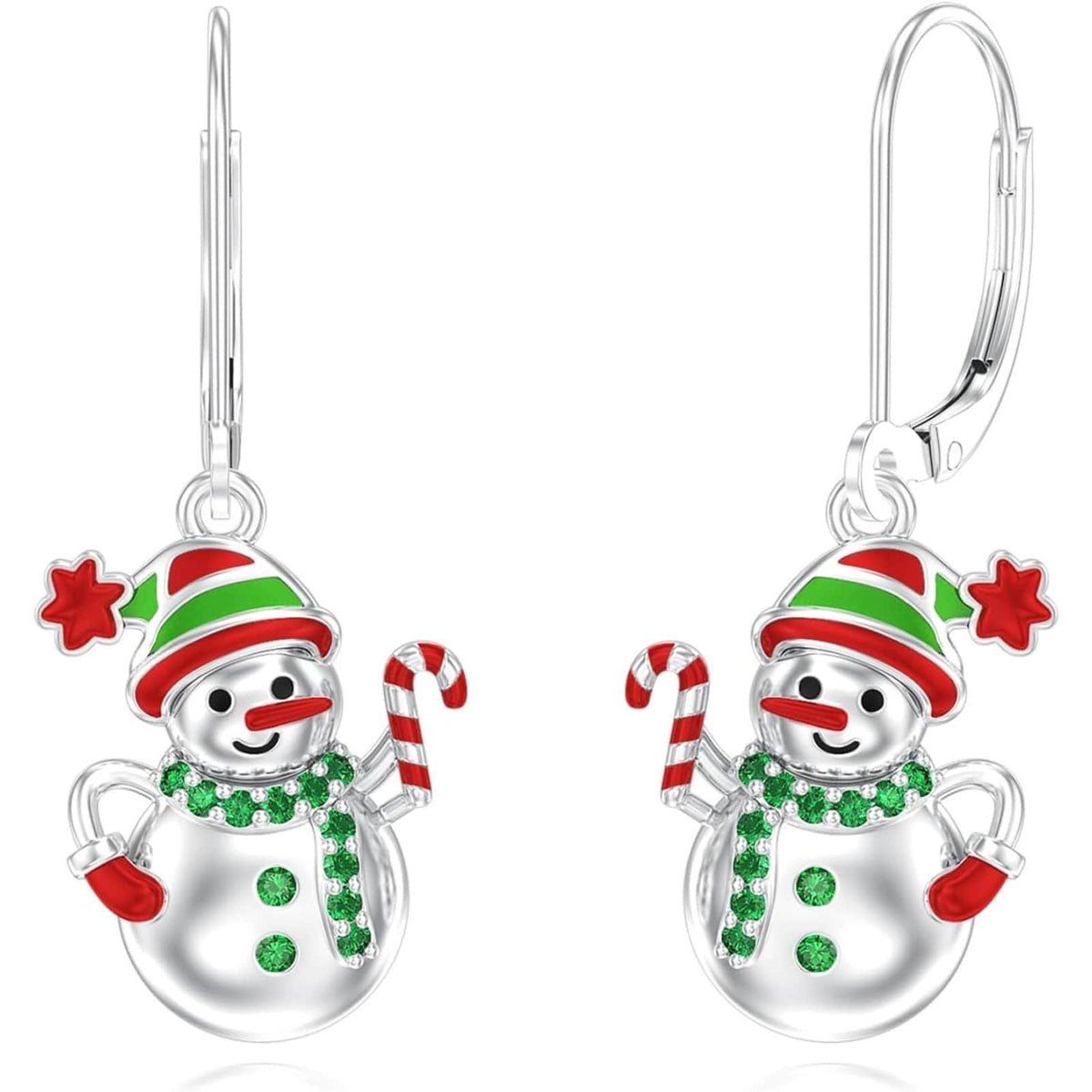 KissICON 06-Snowman Yfn Sterling Silver Snowman Christmas Earrings