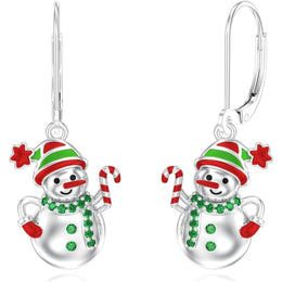 KissICON 06-Snowman Yfn Sterling Silver Snowman Christmas Earrings