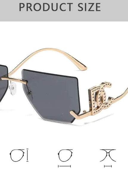 2025 Fashion Brand Luxury Designer Sunglasses Women Vintage Letter Oversized Rimless Shades Glasses New Summer Travel Sunglasses