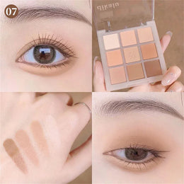 KissICON 07 💋 9 Colors Glitter Eyeshadow Palette - Waterproof