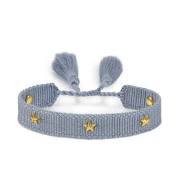 KissICON 07 blue Rhinestone Embroidery Woven Bracelets Adjustable Rope Stackable Bangle For Women