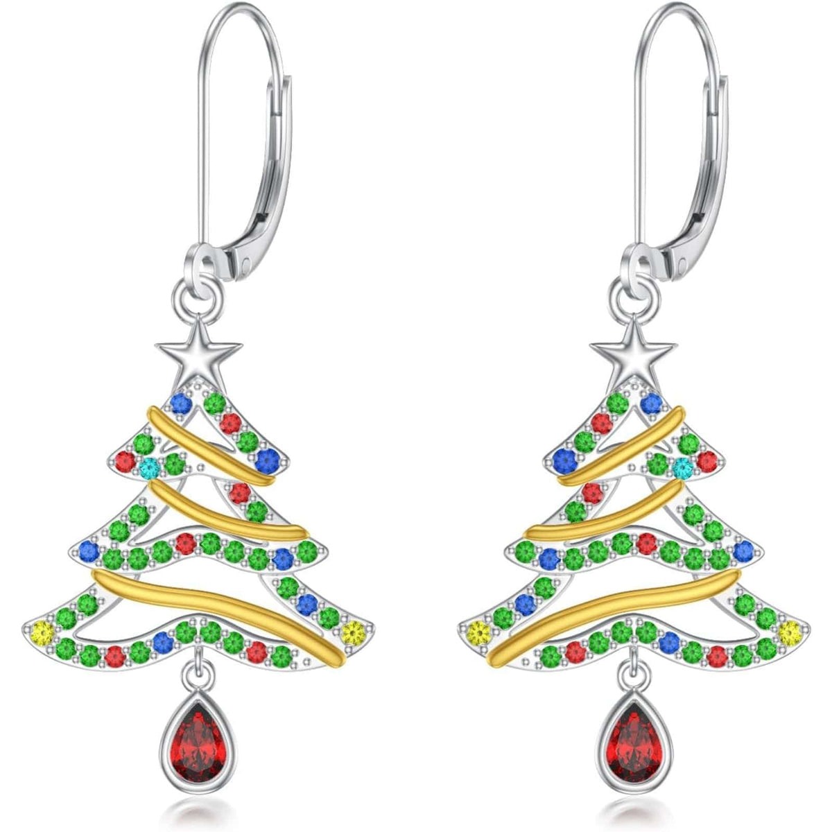 KissICON 07-Christmas Tree Yfn Sterling Silver Christmas Tree Earrings