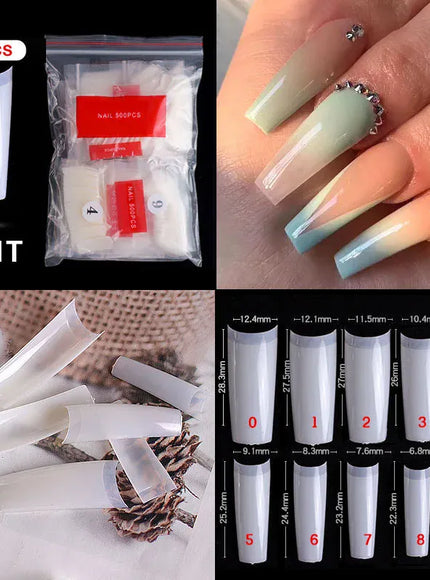 KissICON 07 Natural / CHINA Mid Length Press On Nails Clear Natural 500pcs