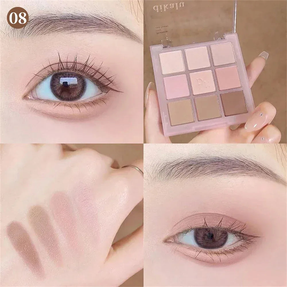 KissICON 08 💋 9 Colors Glitter Eyeshadow Palette - Waterproof