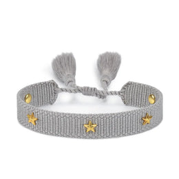 KissICON 09 grey Rhinestone Embroidery Woven Bracelets Adjustable Rope Stackable Bangle For Women