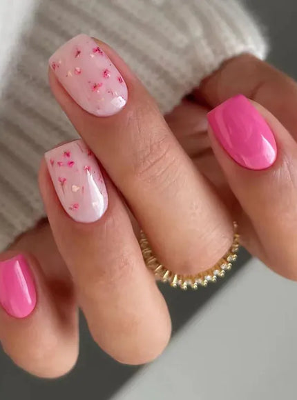 KissICON 09 KissIcon False Nail Full Cover Pink Glitter Nails