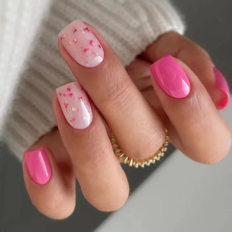 KissICON 09 KissIcon False Nail Full Cover Pink Glitter Nails