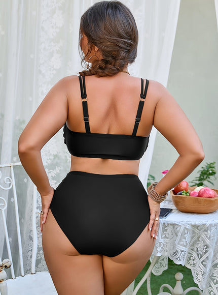 Women's Curve Solid Color Two-piece Bikini –