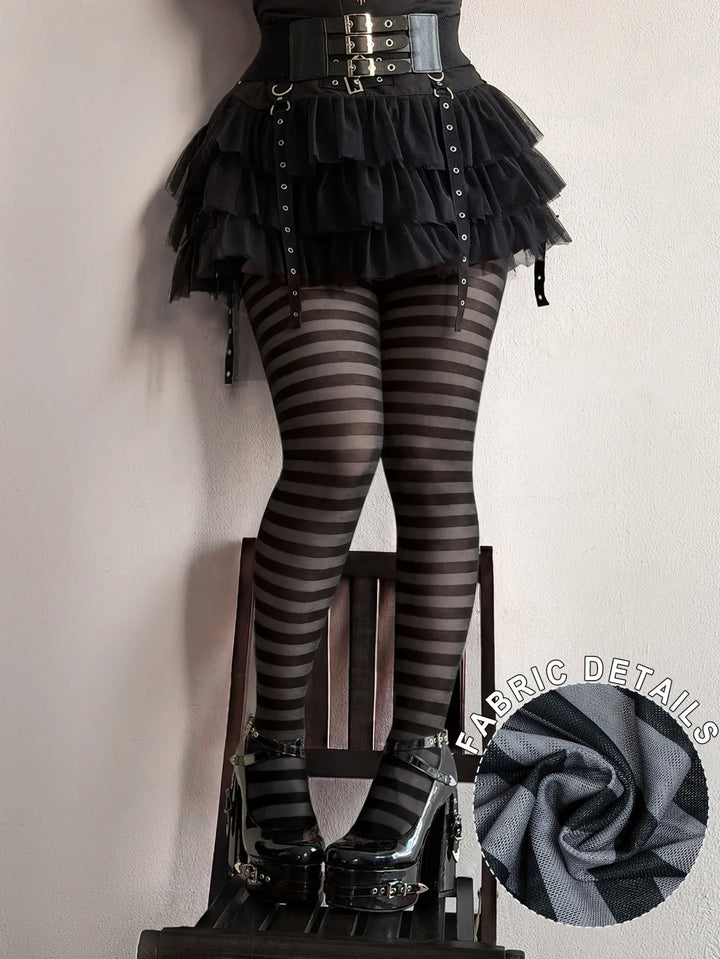 Sheer Printed Retro Punk Goth Grunge Mesh Plus Leggings