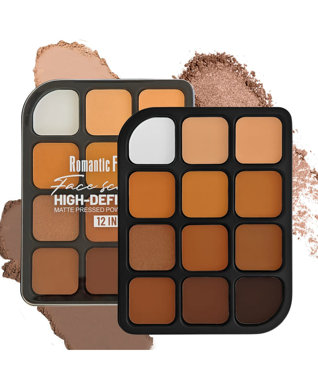 KissICON 1 12color Matte Glossy Face Makeup Set – Contour Highlight