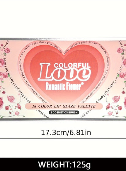 KissICON 1 18shade Heart Lip Glaze Palette Longlasting
