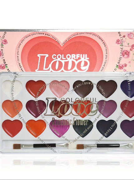 KissICON 1 18shade Heart Lip Glaze Palette Longlasting