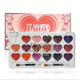 KissICON 1 18shade Heart Lip Glaze Palette Longlasting