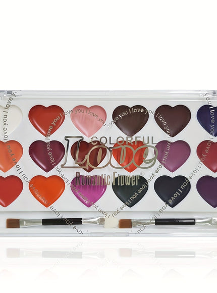 KissICON 1 18shade Heart Lip Glaze Palette Longlasting