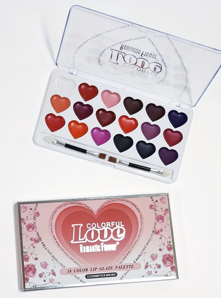 KissICON 1 18shade Heart Lip Glaze Palette Longlasting