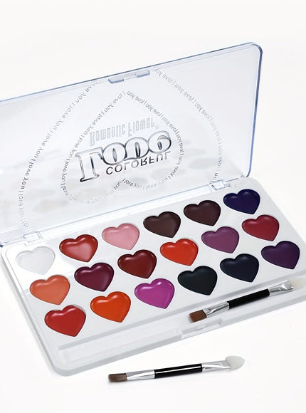 KissICON 1 18shade Heart Lip Glaze Palette Longlasting
