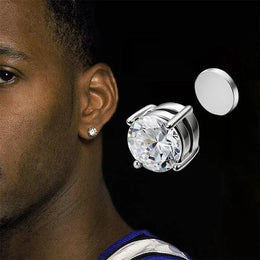KissICON 1/3 Pair Crystal Strong Magnetic Ear Stud Clip Earrings for Men and Women Punk Round Zircon Magnet Earrings Non Piercing Jewelry
