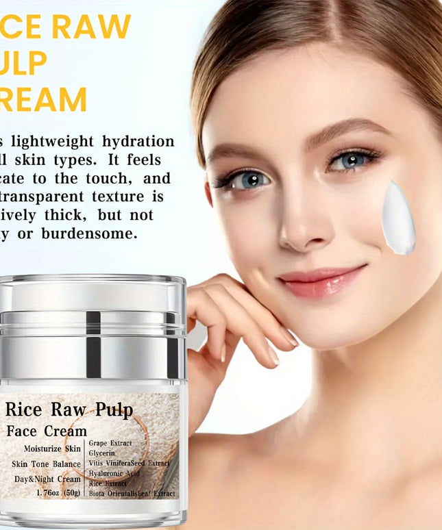 KissICON 1.76 Oz (50g) Rice Pulp Face Cream Hyaluronic Acid Grape Extract