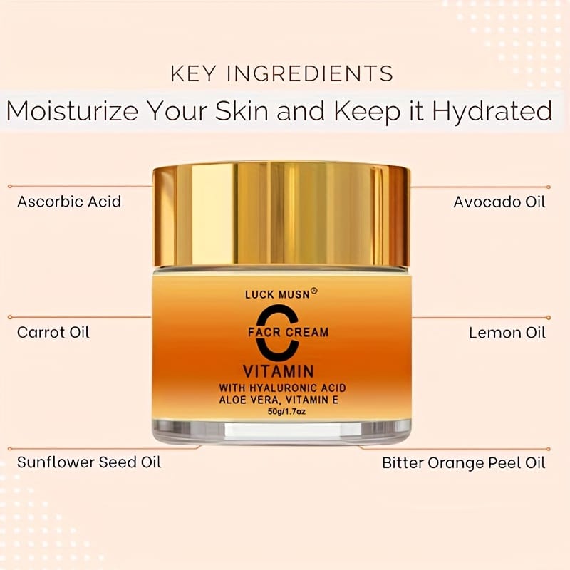 KissICON 1.7oz KissIcon Vitamin C Face Cream Hyaluronic Infused -