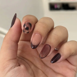 KissICON 1 Autumn Almond False Nails 24Pcs Glossy Brown Leopard